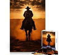 Cowboy in A Desert Sunset Adult Jigsaw Puzzle1000 Pieces Brain Think, Sharp Detail, Real Challenge, Home Accent (50x75cm)
