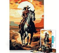 Cowboy in The Desert 1000 Piece Jigsaw Puzzles for Adults Jigsaw Sharp Logic, DIY Fun, Family Pastime, Table Accent (38x52cm)