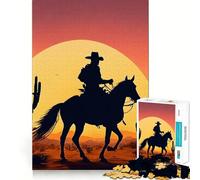 Cowboy in The Desert for Adults 1000 Piece Jigsaw Puzzle Brain Power, Tight Edge, Fun Challenge, Night Game (50x75cm)