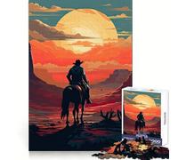 Cowboy in The Desert Jigsaw Puzzles 1000 Piece for Teenagers Brain Think, Smooth Connection, Real Challenge, Festive Gift (38x52cm)