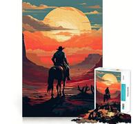 Cowboy in The Desert Jigsaw Puzzles 1000 Piece for Teenagers Brain Think, Smooth Connection, Real Challenge, Festive Gift (38x52cm)