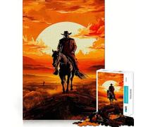 Cowboy in The Desert Jigsaw Puzzles for Adults 1000 Piece Logic Exercise, DIY Fun, Family Activity, Room Accent (38x52cm)