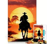 Cowboy in The Desert Teenagers 1000 Piece Jigsaw Puzzle Logic Play, Clear Hue, Family Enjoyable, Nice Art (38x26cm)