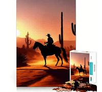 Cowboy in The Desert Teenagers 1000 Piece Jigsaw Puzzle Logic Play, Clear Hue, Family Enjoyable, Nice Art (38x52cm)