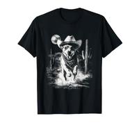 Cowboy Jack Russell with Full Moon Desert Cacti Western Dog T-Shirt