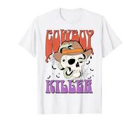 Cowboy Killer, Cowboy Skeleton, Western Halloween T-Shirt, Men, White, X-Large