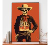Cowboy Killer Poster Trendy Western Wall Art Bony Bandits Poster Cowboy Skeleton Print Retro Western Posters Vintage Skull Picture Funky Cowboy Art Skull Cowboy Poster for Bedroom 16x24inch No Frame