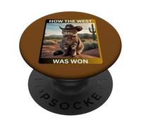 Cowboy Kitty How The West Was Funny Western Cat Tee PopSockets Adhesive PopGrip