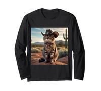 Cowboy Kitty On The Desert Funny Western Cat Tee Long Sleeve T-Shirt