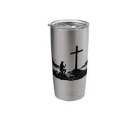 Cowboy Kneeling At Cross Western Christian Cool Design Jesus Stainless Steel Insulated Tumbler