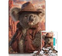 Cowboy Koala Jigsaw Puzzles for Adults 1000 Piece,Toys Educational Games Stress Relieving Suitable for Desktop Decoration 38x26cm