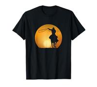 Cowboy Lasso Sunset Silhouette Design T-Shirt