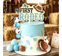 Cowboy My First Rodeo Cake Topper Western First Rodeo Cake Decorations Cowboy Hat Birthday Cake Decoration Boots Cow Balls Cake Topper