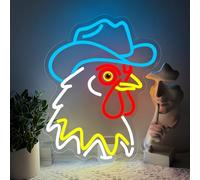 Cowboy Neon Sign,Rooster Dimmable LED Light Signs for Wall Art Decor,Chicken Backdrop for Bar Bedroom Club Party Man Cave Game Room,Western Gift for Men Boys Teen USB Powered（14.8"*11.8"）