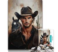 Cowboy Oil Painting 1000 Piece Jigsaw Puzzles for Adults & Teens,Decompressing Intellectual Educational Toy Birthday Present,Gifts,Wall Art (50x75cm)