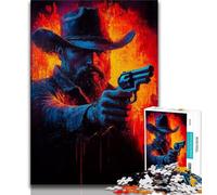 Cowboy Oil Painting 1000 Pieces Jigsaw Puzzle For Adults Teens,Learning Educational Toy for Is Ideal As A Gift for The Whole Family (38x26cm)