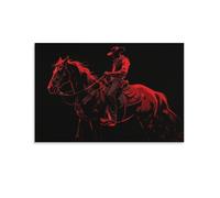 Cowboy on Horse Poster - Western Style Canvas Wall Art Wild West Artwork for Living Room Office Printed Canvas for Men’s Gift Gift 12x18inch(30x45cm) Unframed