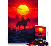 Cowboy on Horseback at Sunset for Adults 1000 Piece Jigsaw Puzzle Logic Skill, DownTime Game, Family Bond, Wall Art (50x75cm)