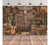 Cowboy Party Decorations Banner - 6.8 * 4.9 Ft Wild West Backdrop, Western Theme Background Banner, Cowboy Party Photo Backgrounds for Kids Boy Birthday