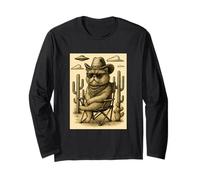 Cowboy Persian Cat Sunglasses Animal Art Alien UFO Western Long Sleeve T-Shirt