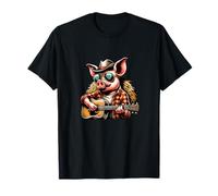 Cowboy Pig Playing Acoustic Guitar Country Music T-Shirt