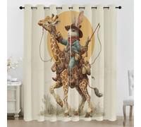Cowboy Rabbit Eyelet Curtains, 3D Giraffe Print Blackout Curtains, 2 Panels Room Darkening Thermal Insulated Window Drapes for Living Room Bedroom, 90 x 108 Inch S152e
