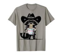 Cowboy Racoon Eating Instant Noodle Cup Art Funny Racoon Men T-Shirt