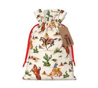Cowboy Ride Horse Gift Bag with Handles and tag, Perfect for Christmas, Birthday, Wedding or Daily Gift - (S)
