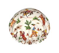 Cowboy Ride Horse Multi-Scene And Multi-Purpose Shower Spa Double-Layer Waterproof Shower Cap And Cooking Cap, Suitable For Adults, Children And Men And Women.