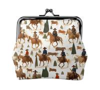 Cowboy Ride Horse Print Compact Coin Purse Exquisite Kiss Lock Wallet Cute Mini Pouch Coins Cards Wallet