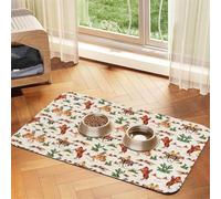 Cowboy Ride Horse print PU Leather Feeding Mat for Dogs Cats Pet Food Mat Absorbent Non-Slip Rubber Bottom