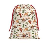 Cowboy Ride Horse Print Ultra Soft Plush Gift Bags, Drawstring Christmas Party Candy Treat Favors, Xmas Holiday Sacks, Wedding Jewelry Pouches