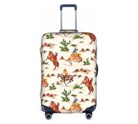 Cowboy Ride Horse print Washable Travel Luggage Cover Abstract Colorful Print Luggage Suitcase Protector, White, Small, White, Small