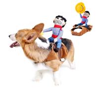 Cowboy Rider Dog Costume for Dogs Clothes Knight Style, Dog Halloween Costumes, Funny Pet Outfit Suit Cowboy Rider Style with Doll and Hat Pet Costume for All Dogs (M)