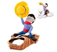 Cowboy Rider Dog Costume, Halloween Pet Costumes with Doll and Hat for Medium Dogs Corgi, Pug, Frenchie, Dachshund