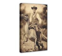 Cowboy Riding A Dinosaur Poster Wall Decor Animal Wall Decals Funny Family Hilarious Ancestors (2)