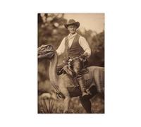 Cowboy Riding A Dinosaur Poster Wall Decor Animal Wall Decals Funny Family Hilarious Ancestors (3)