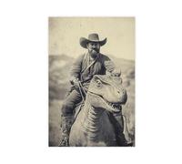 Cowboy Riding A Dinosaur Poster Wall Decor Animal Wall Decals Funny Family Hilarious Ancestors (4)