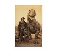 Cowboy Riding A Dinosaur Poster Wall Decor Animal Wall Decals Funny Family Hilarious Ancestors (7)