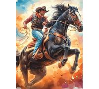 Cowboy Riding A Horse at Sunset 1000 Piece Complete Jigsaw Puzzle Set Wildlife Pet Cute Teens Beginners Mind Relaxation Puzzle Fans Group Play Anniversary Fathers Gift Thick Cardboard 1000 PCS