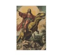 Cowboy Riding Dinosaur Poster Wall Art Animal Wall Decals Fun Family Hilarious Ancestors Decorative Gift (110)