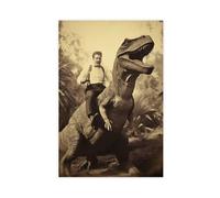 Cowboy Riding Dinosaur Poster Wall Art Animal Wall Decals Fun Family Hilarious Ancestors Decorative Gift (180)