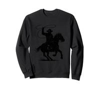Cowboy Riding Horse Black Icon, Western Vintage Look Sweatshirt