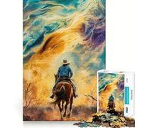 Cowboy Riding Into The Unknown 1000 Piece Jigsaw Puzzle Calm Game, Perfect Connection, Joyful Challenge, Xmas Present (38x52cm)