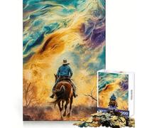 Cowboy Riding Into The Unknown 1000 Pieces Jigsaw Puzzles for Teenagers Recall Boost, Clean Cut, Real Challenge, Table Accent (50x75cm)