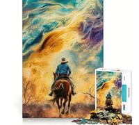 Cowboy Riding Into The Unknown Teenagers 1000 Piece Jigsaw Puzzle Logic Play, Clear Hue, Family Enjoyable, Nice Art (38x26cm)