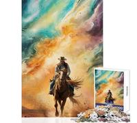 Cowboy Riding Through Nebula 1000 Pieces Jigsaw Puzzles for Teenagers Boost Cognitive Clarity And Sharpness Mindful Calm Play Enjoyment (38x52cm)