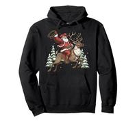 Cowboy Santa on Reindeer for Holiday Season Fun Xmas Spirit Pullover Hoodie
