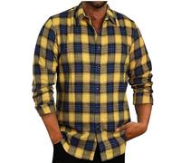 Cowboy Shirts for Men Plaid Mens Overshirt Winter Elderly Long Sleeve Button Down Shirt Flannel Casual Red Slim-Fit Checked Work Men's NY1 XXL