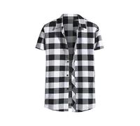 Cowboy Shirts for Men Short Sleeve Button-Down Plaid Big and Tall Casual Tshirts Overszied Collared Summer Trendy T-Shirts